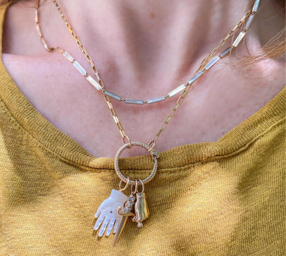 Mother of Pearl Inlaid Chain in 14K Gold – Maura Green Mother of Pearl Inlaid Chain in 14K Gold – Maura Green
