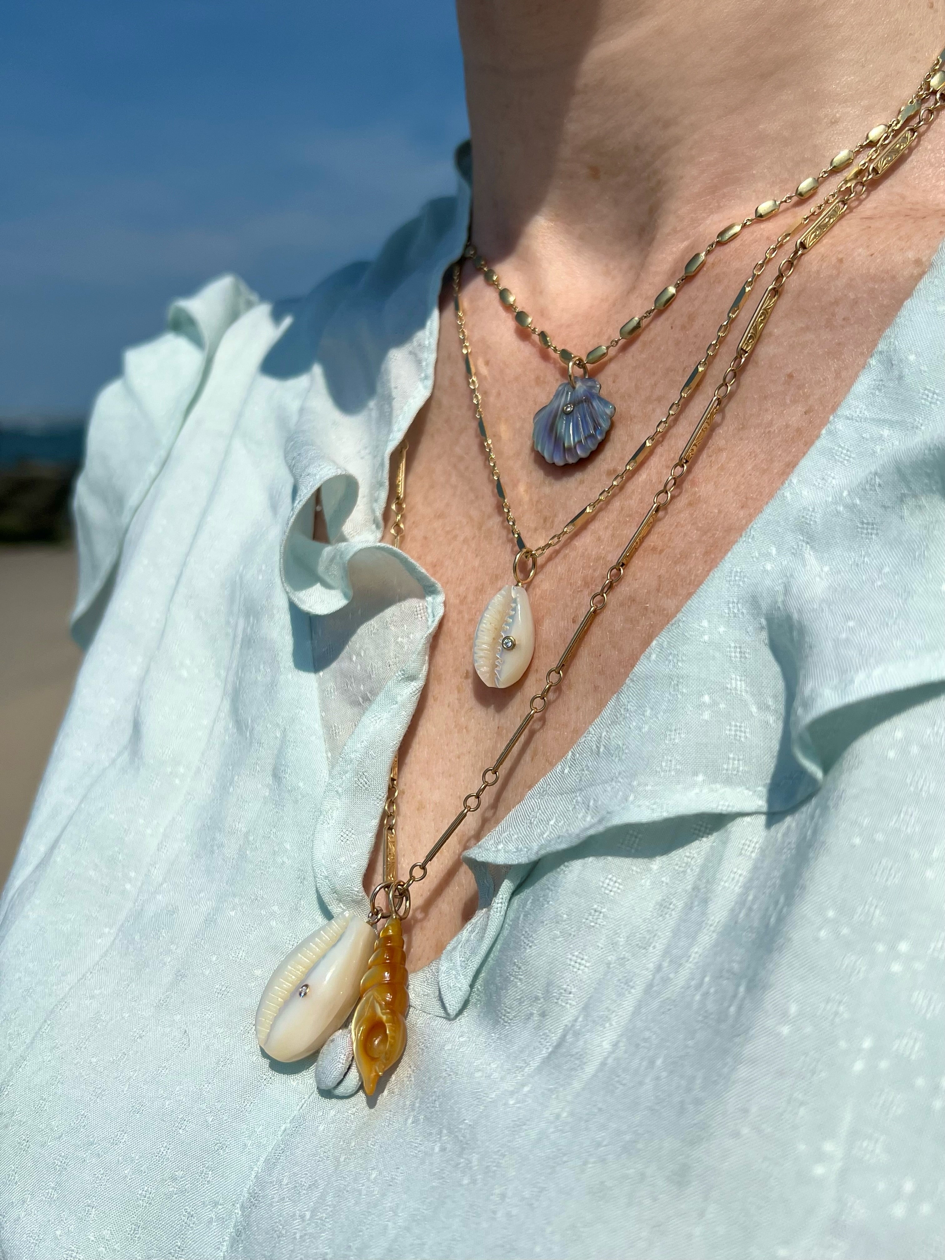 Large Cowrie Shell With Diamond – Maura Green