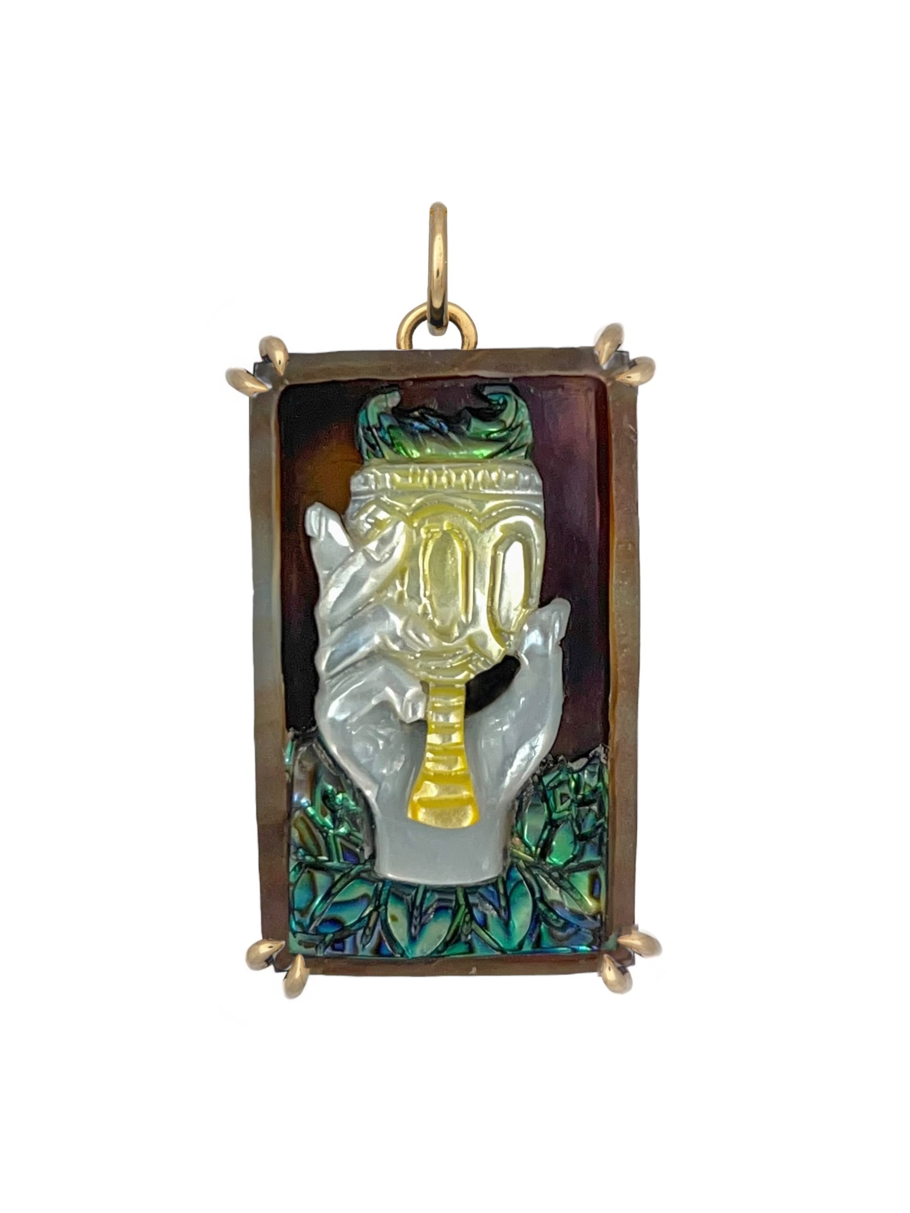 Tarot card jewelry pendent 14K gold designed by Maura Green