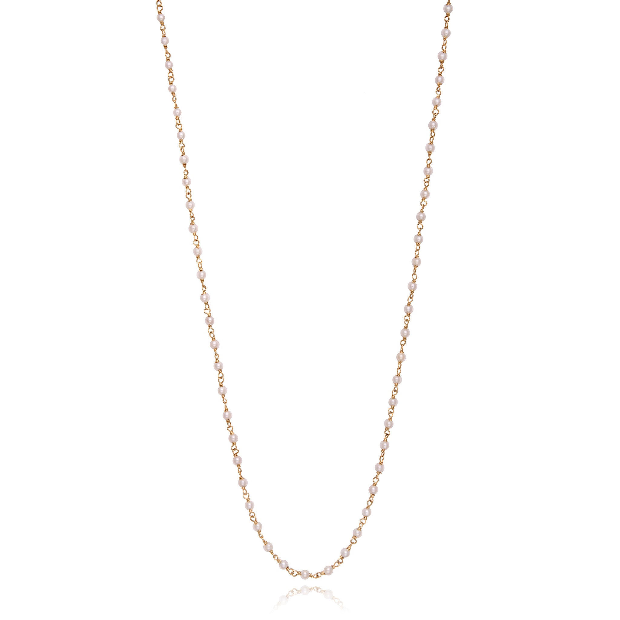 Delicate Pearl Beaded Necklace in 14K Gold