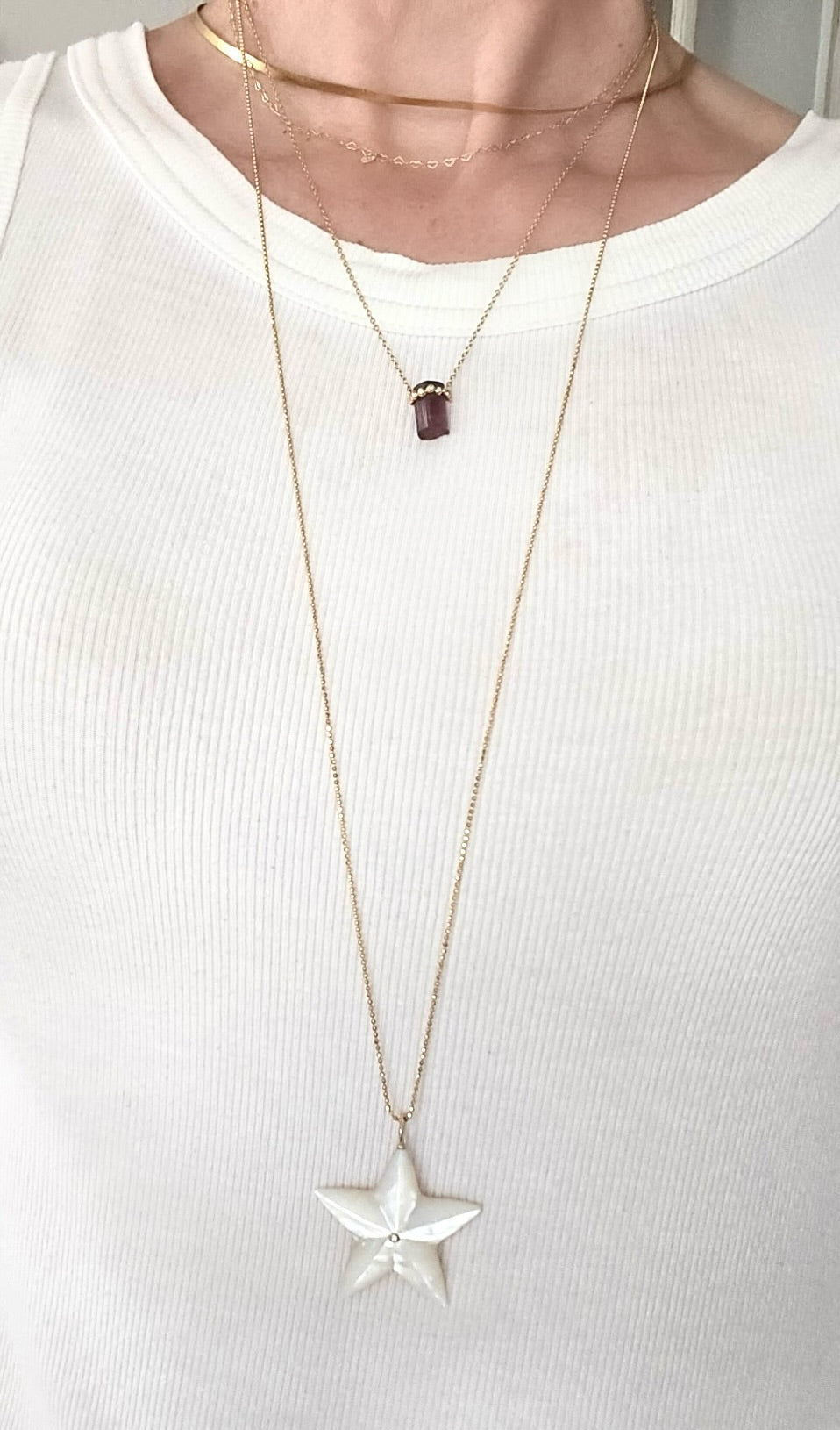 Large Mother of Pearl and Diamond Star