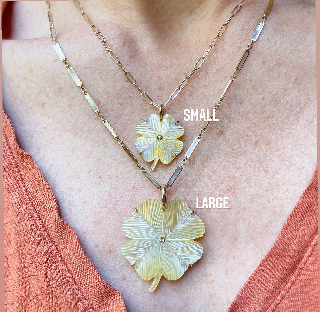 Large Copper Shell Clover in 14K Gold: CLEARANCE