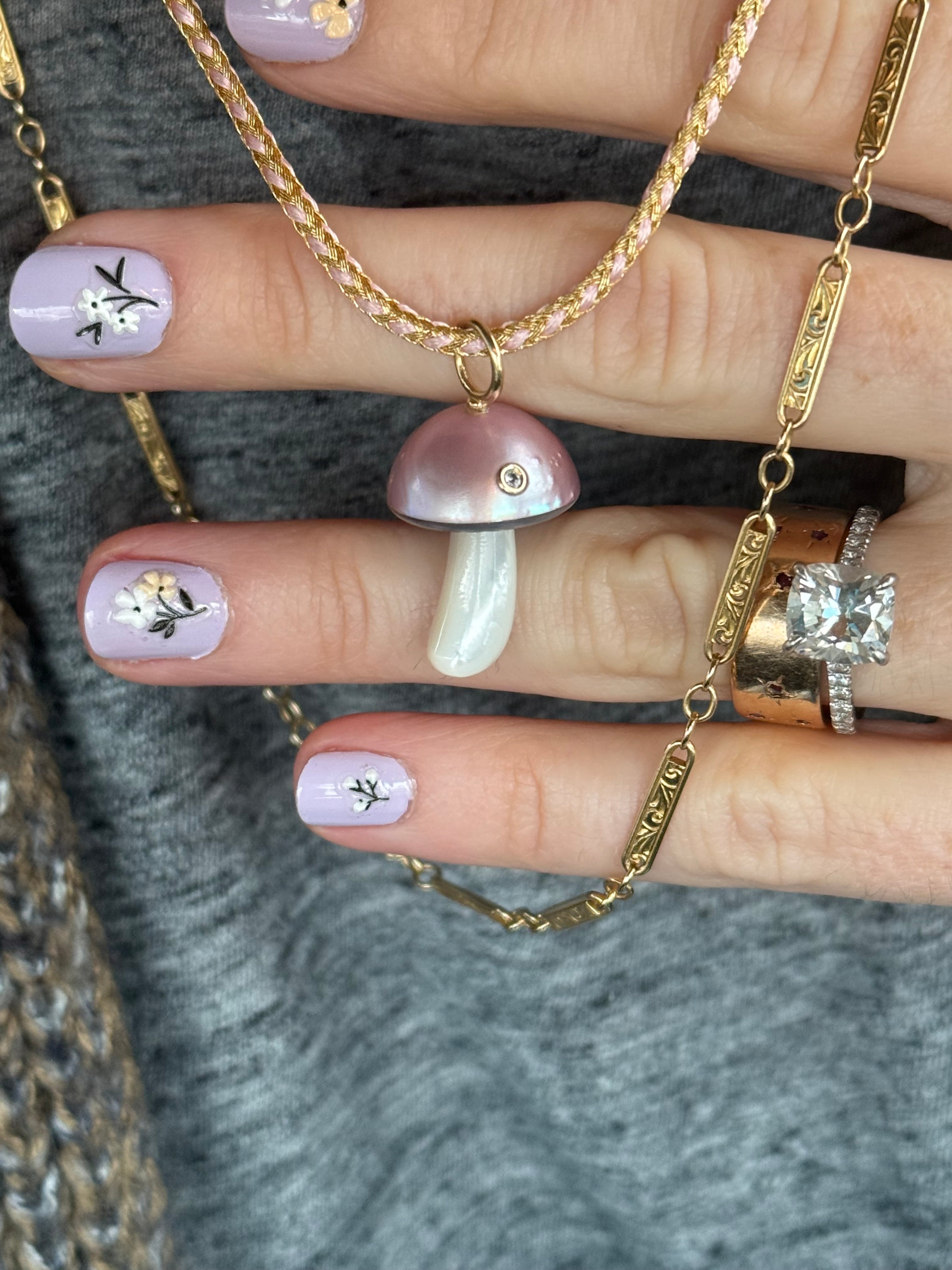 Pink Mabe Pearl Mushroom with Diamond