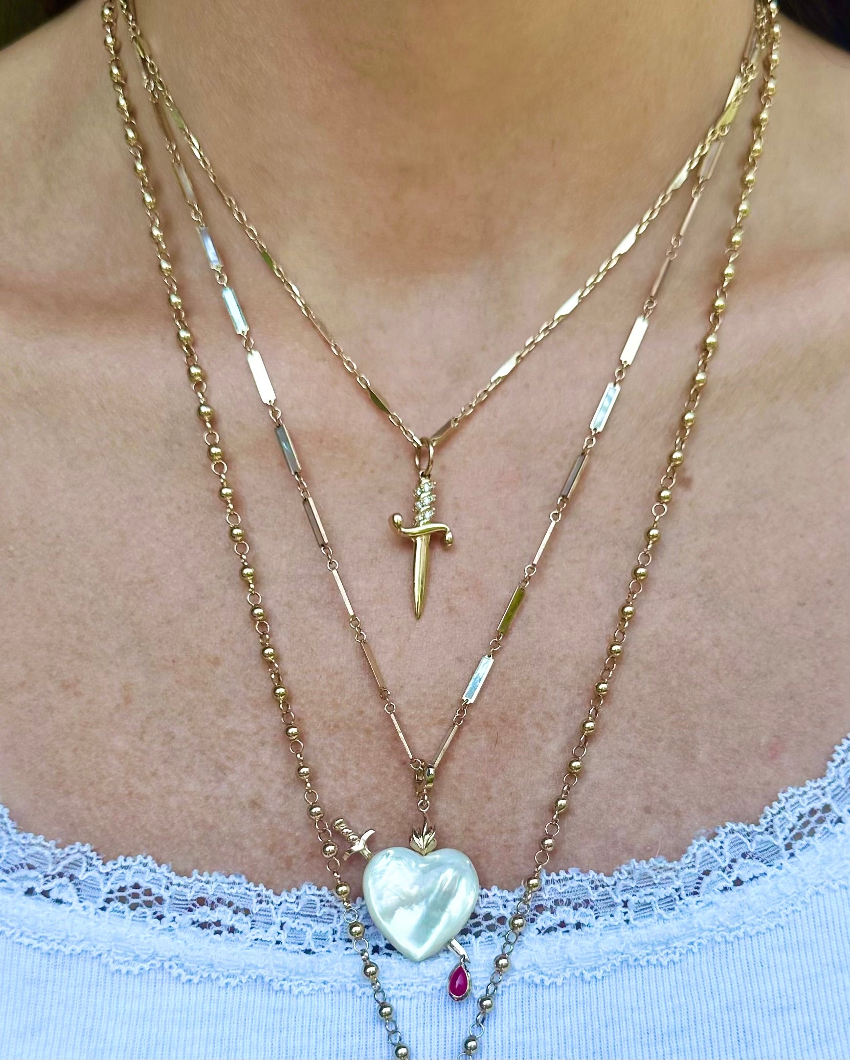 Mother of Pearl Sacred Heart Charm