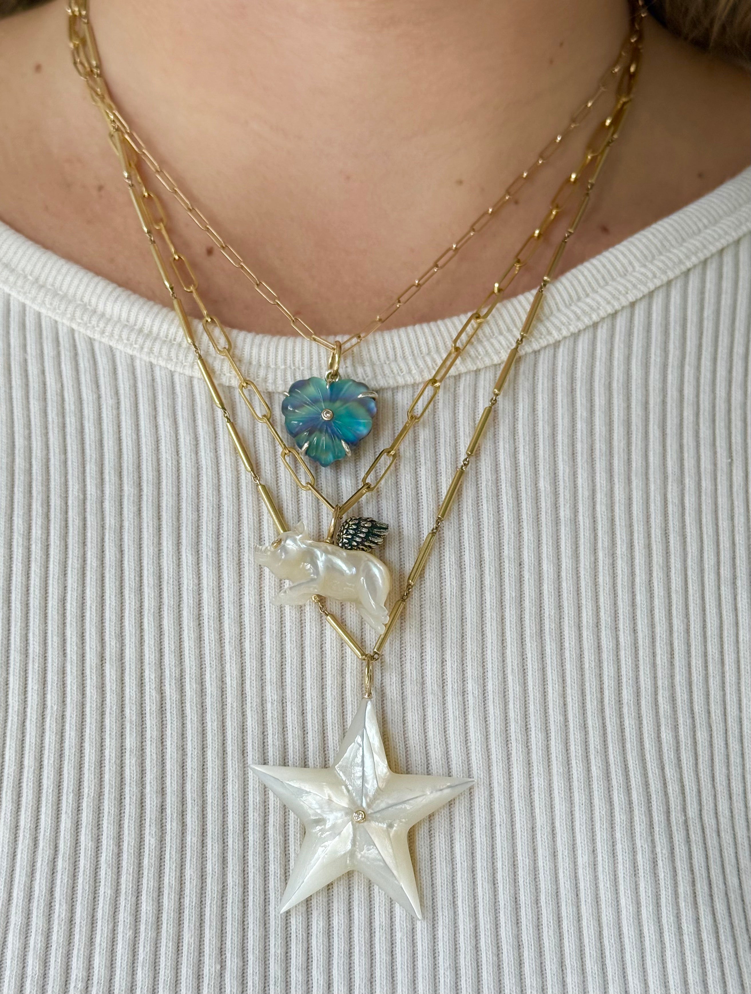 Large Mother of Pearl and Diamond Star