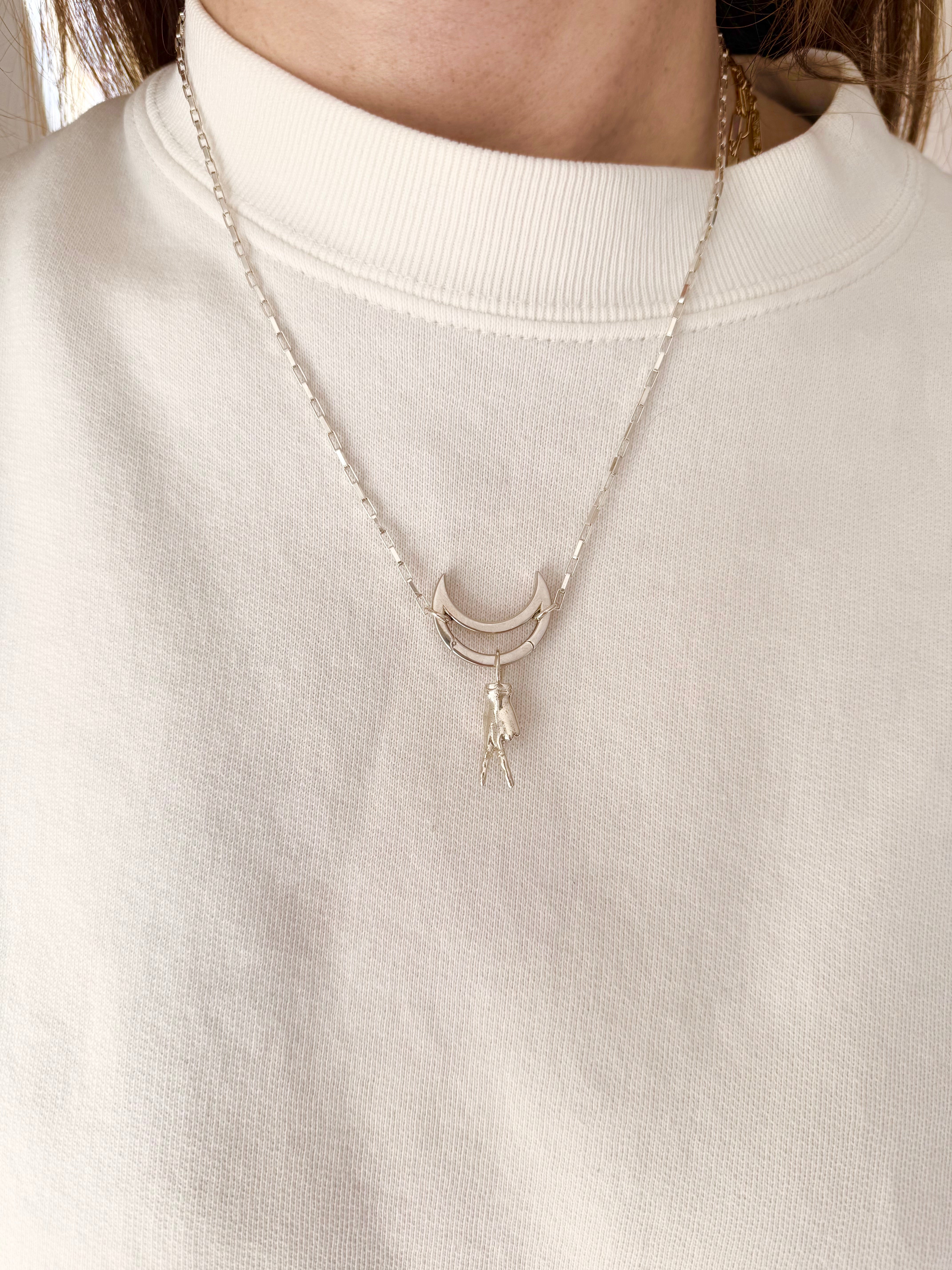 Rectangle Link Chain with Open End Loops in Silver