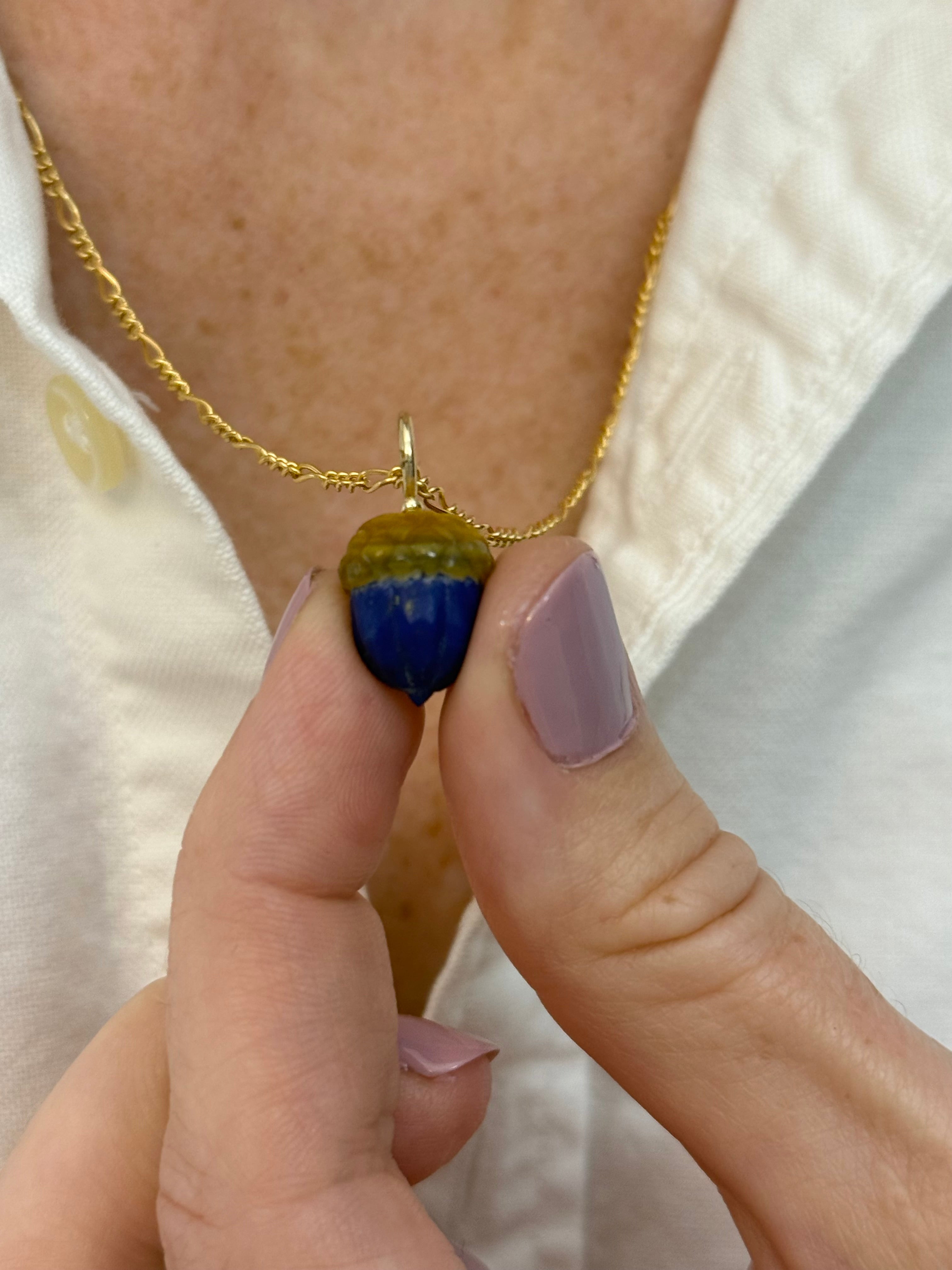 Sample Sale: Lapis and golden shell acorn charm