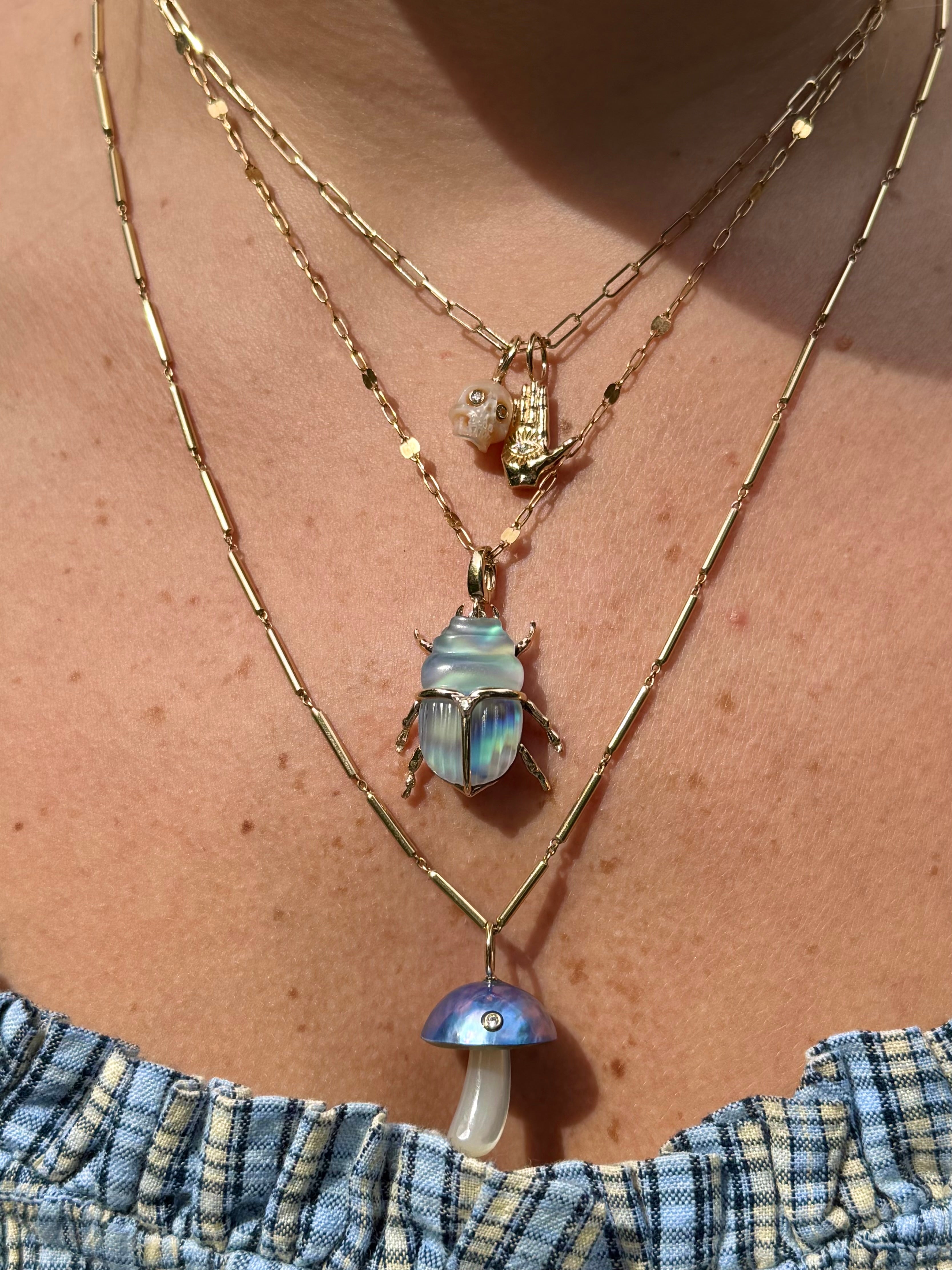 Blue Mabe Pearl Mushroom with Diamond