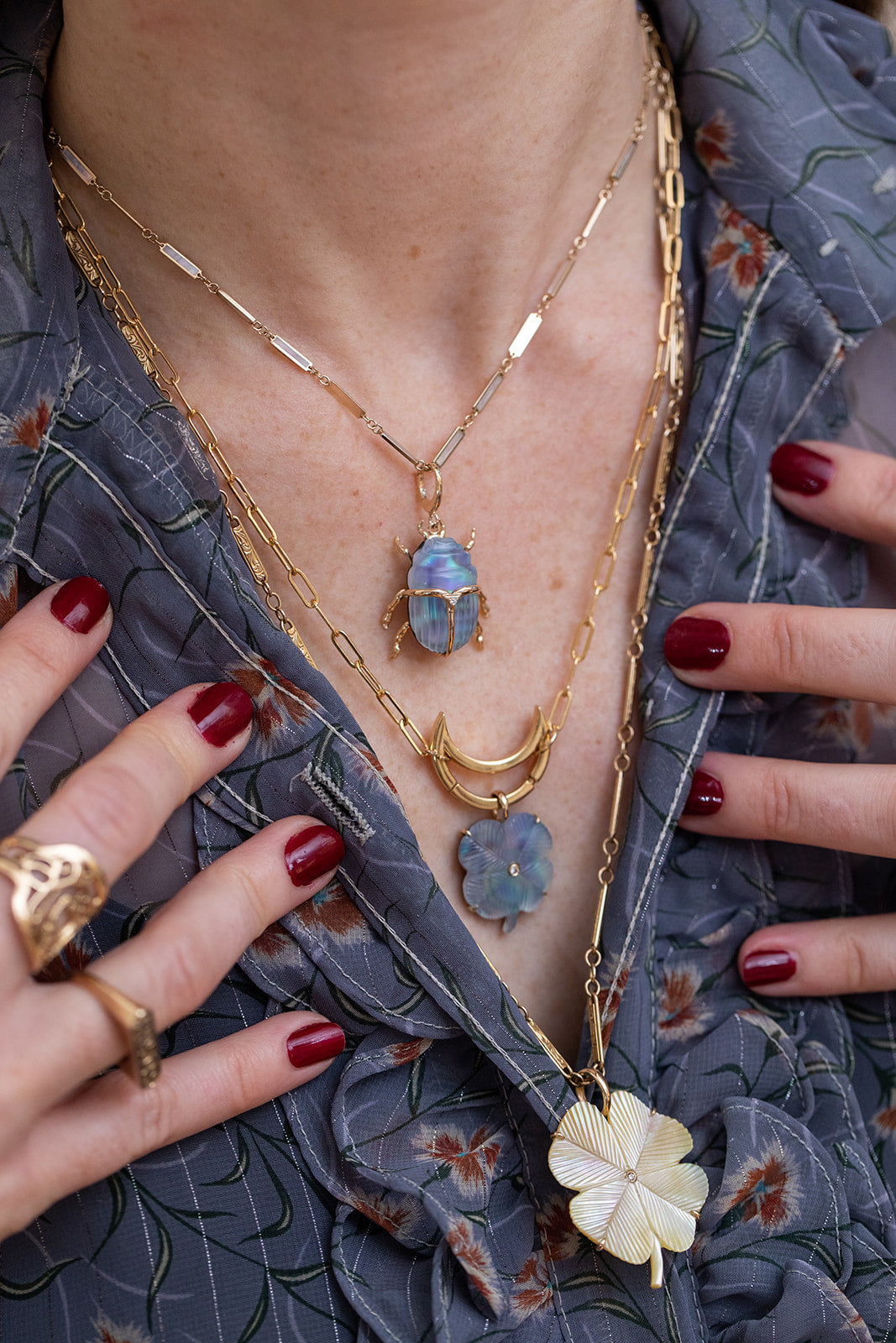 Large Copper Shell Clover in 14K Gold: CLEARANCE