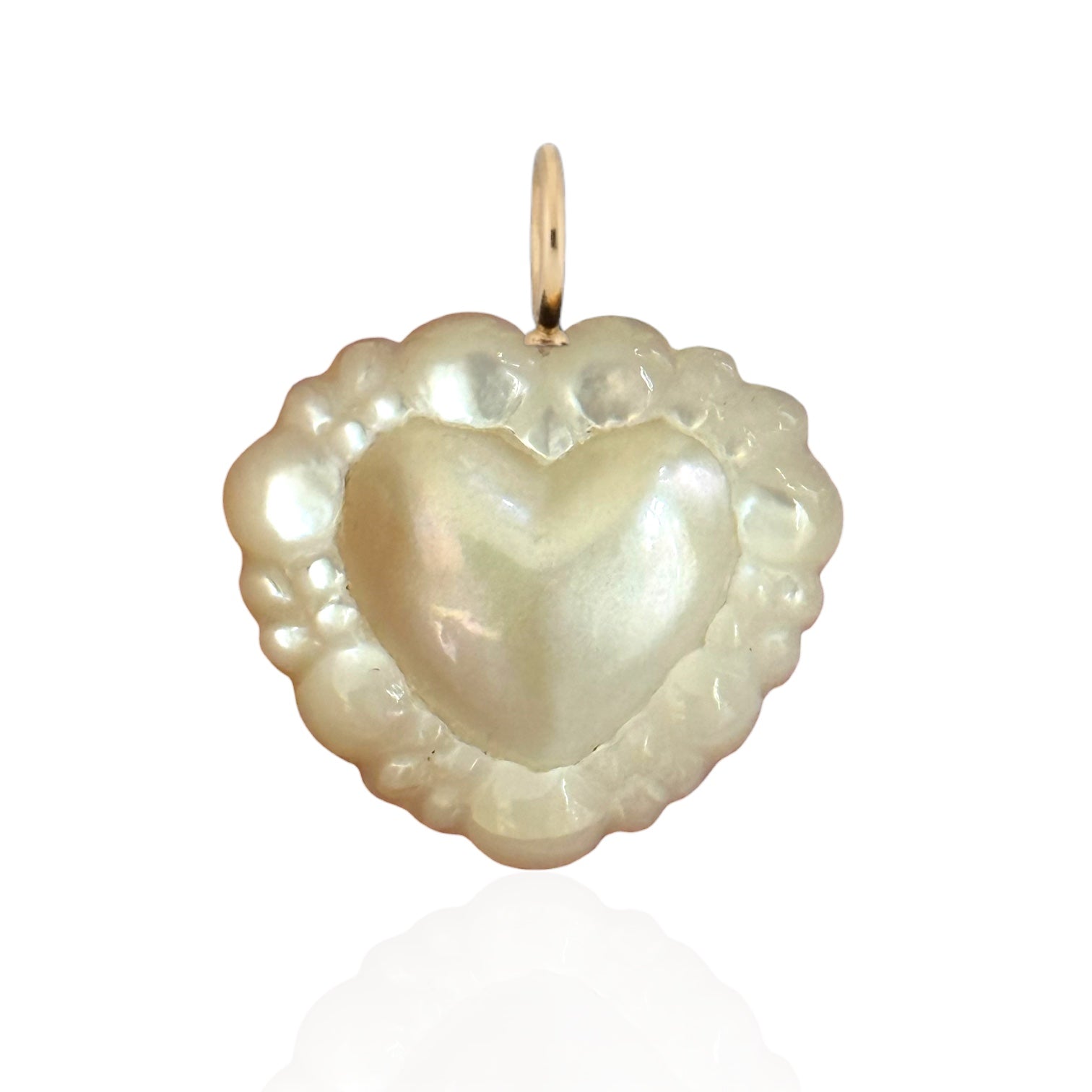 White Mother of Pearl Bubble Heart