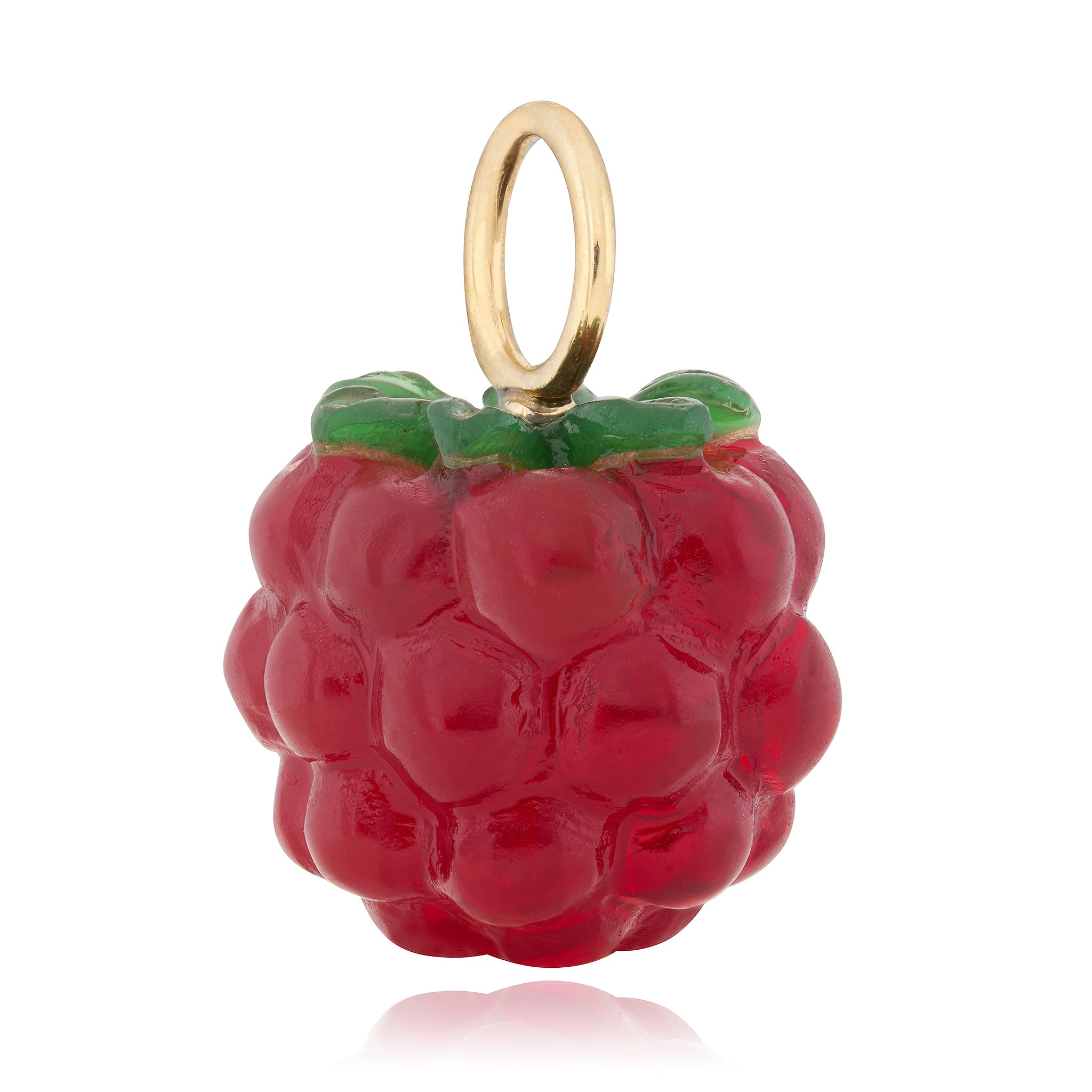 Red berry charm with 14K gold ring bale