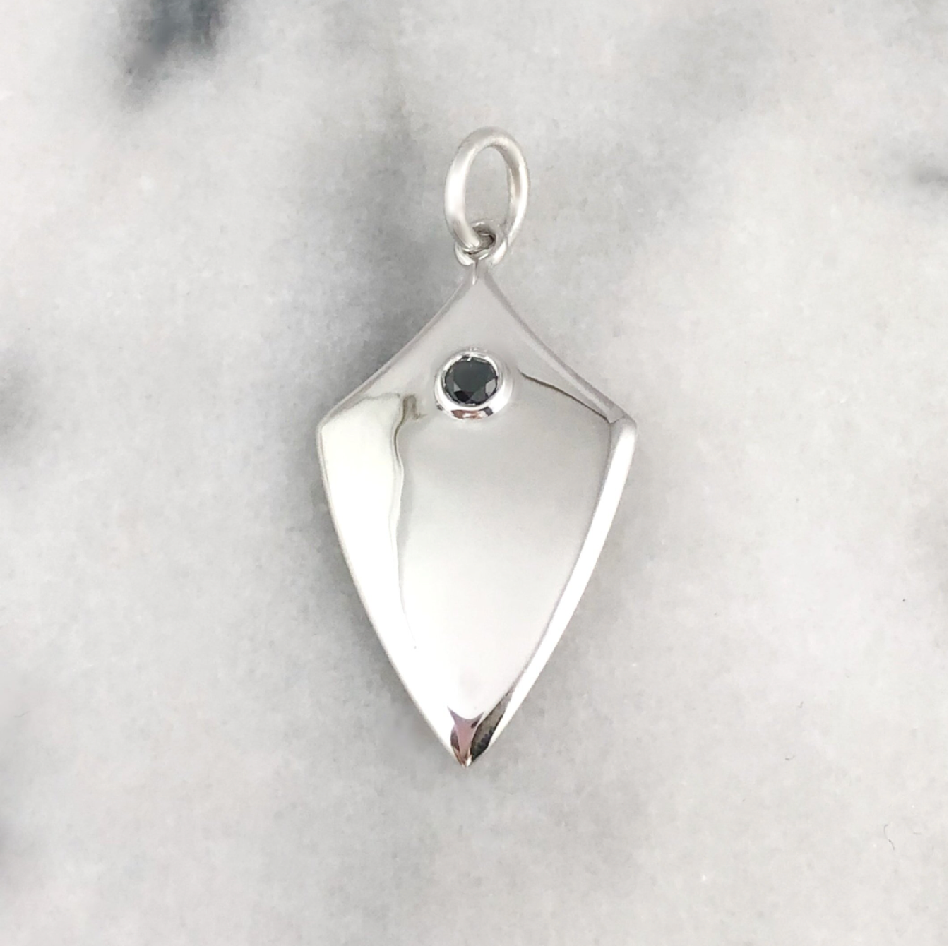 Shield in Silver with Black Diamond