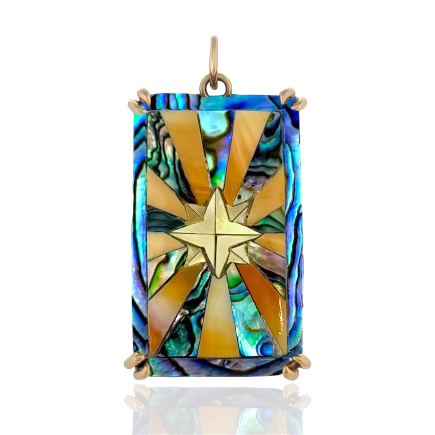 14K gold star tarot card pendent designed by maura green jewelry